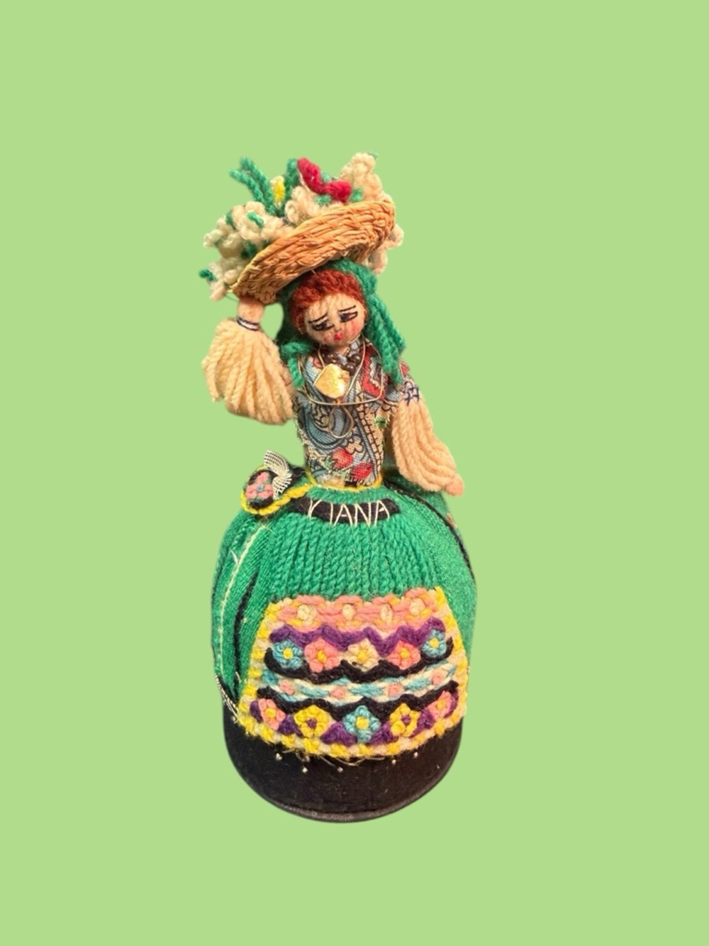 Handcrafted Green Portuguese Doll Home Accent